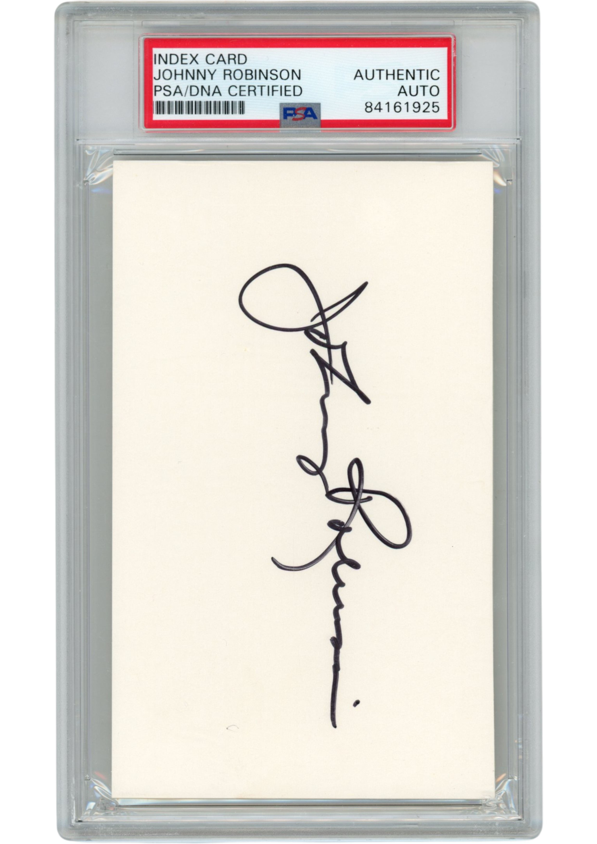 Johnny Robinson Autographed/Signed Kansas City Chiefs Index Card Slab PSA 54912