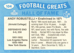 Andy Robustelli Autographed/Signed New York Giants 1988 Swell HOF Card