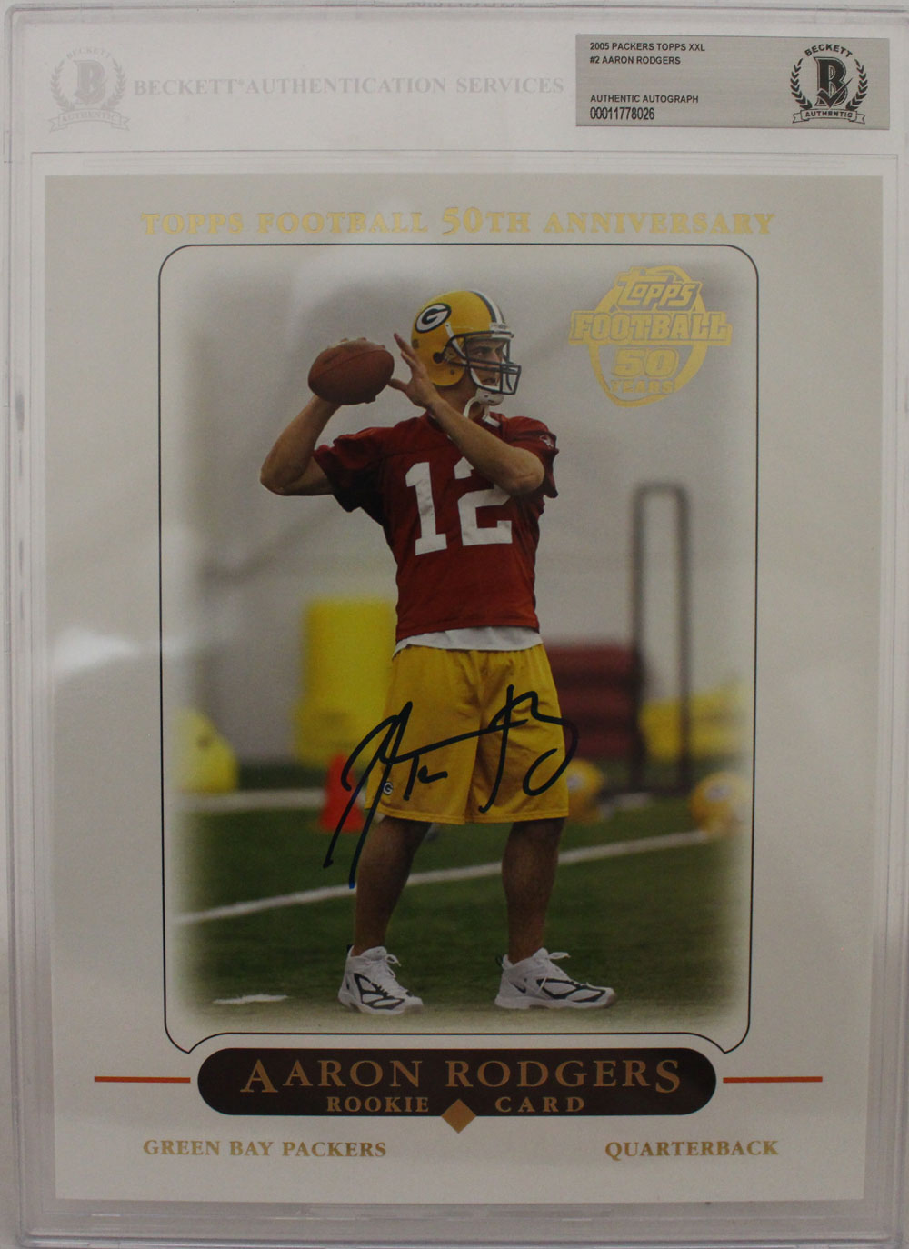 Aaron Rodgers Autographed Green Bay Packers 2005 Topps XXL Card BAS Slab 27316