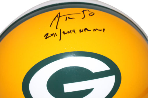 Aaron Rodgers Signed Green Bay Packers Authentic Helmet 2x NFL MVP FAN 27216