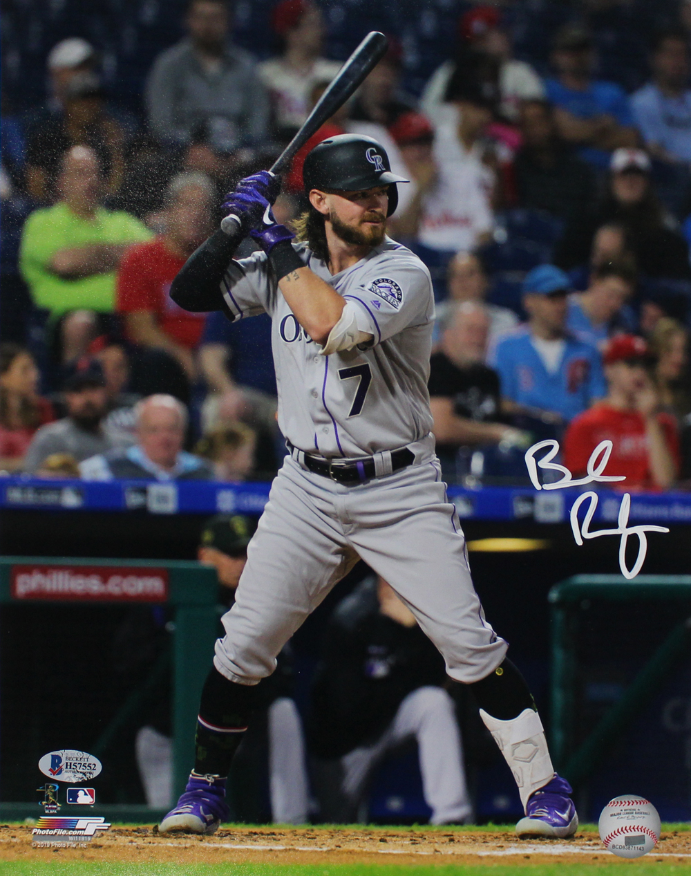 Brendan Rodgers Autographed/Signed Colorado Rockies 11x14 Photo BAS