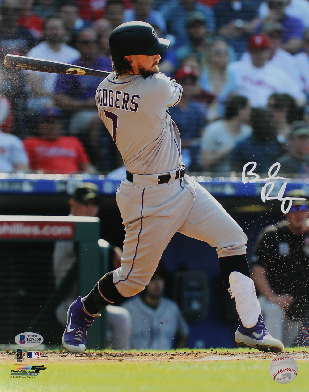 Brendan Rodgers Autographed/Signed Colorado Rockies 11x14 Photo BAS