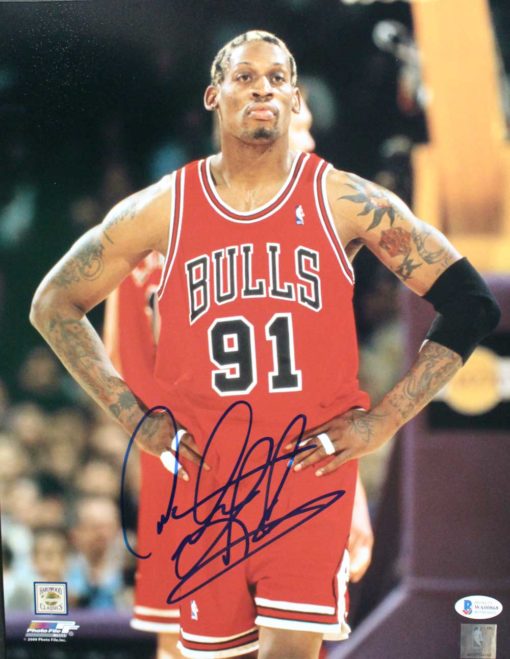 Dennis Rodman Autographed/Signed Chicago Bulls 11x14 Photo BAS 25579 PF
