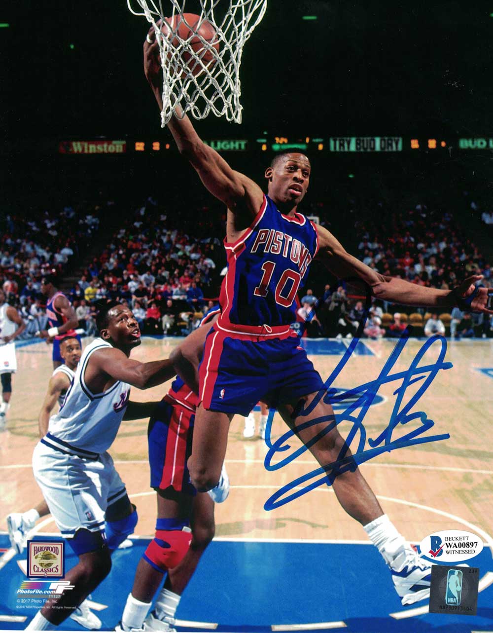 Dennis Rodman Autographed/Signed Detroit Pistons 8×10 Photo BAS 25587