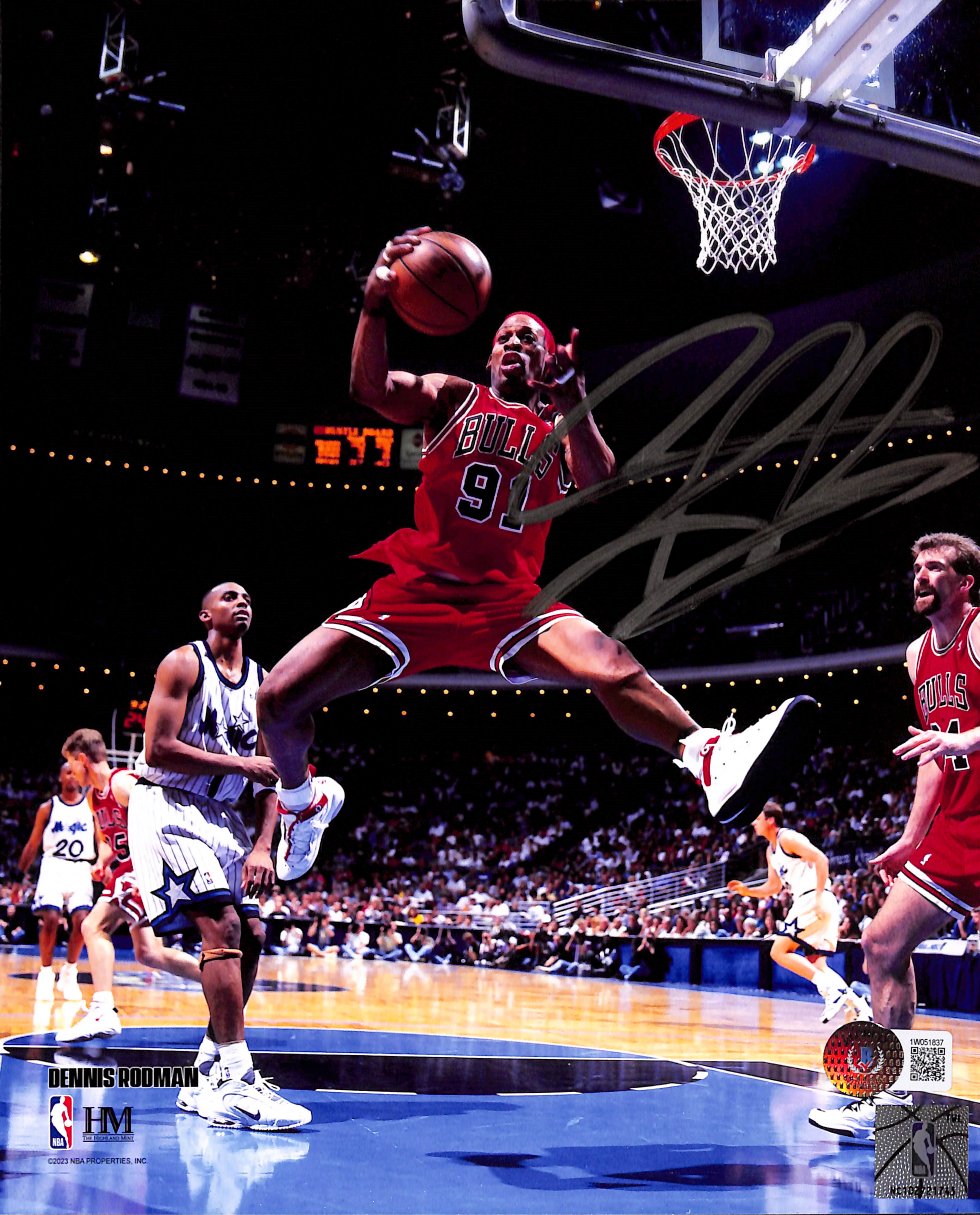 Dennis Rodman Signed Chicago Bulls 8x10 Photo Beckett 44515