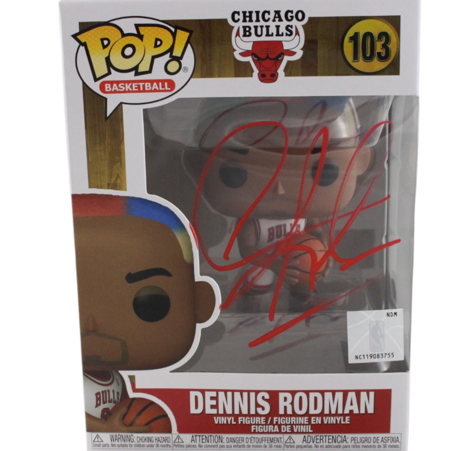 Dennis Rodman Signed Chicago Bulls Funko Pop! #103 w/ Soft Protector 