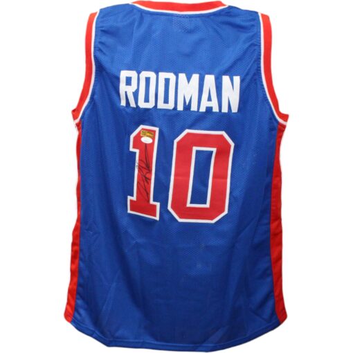 Dennis Rodman Autographed/Signed Pro Style Blue Jersey JSA