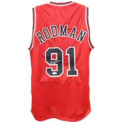 Dennis Rodman Autographed/Signed Pro Style Red XL Jersey Beckett Witness 49738