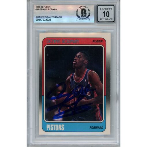 Dennis Rodman Autographed/Signed 1988-89 Fleer #43 Card Beckett 43834