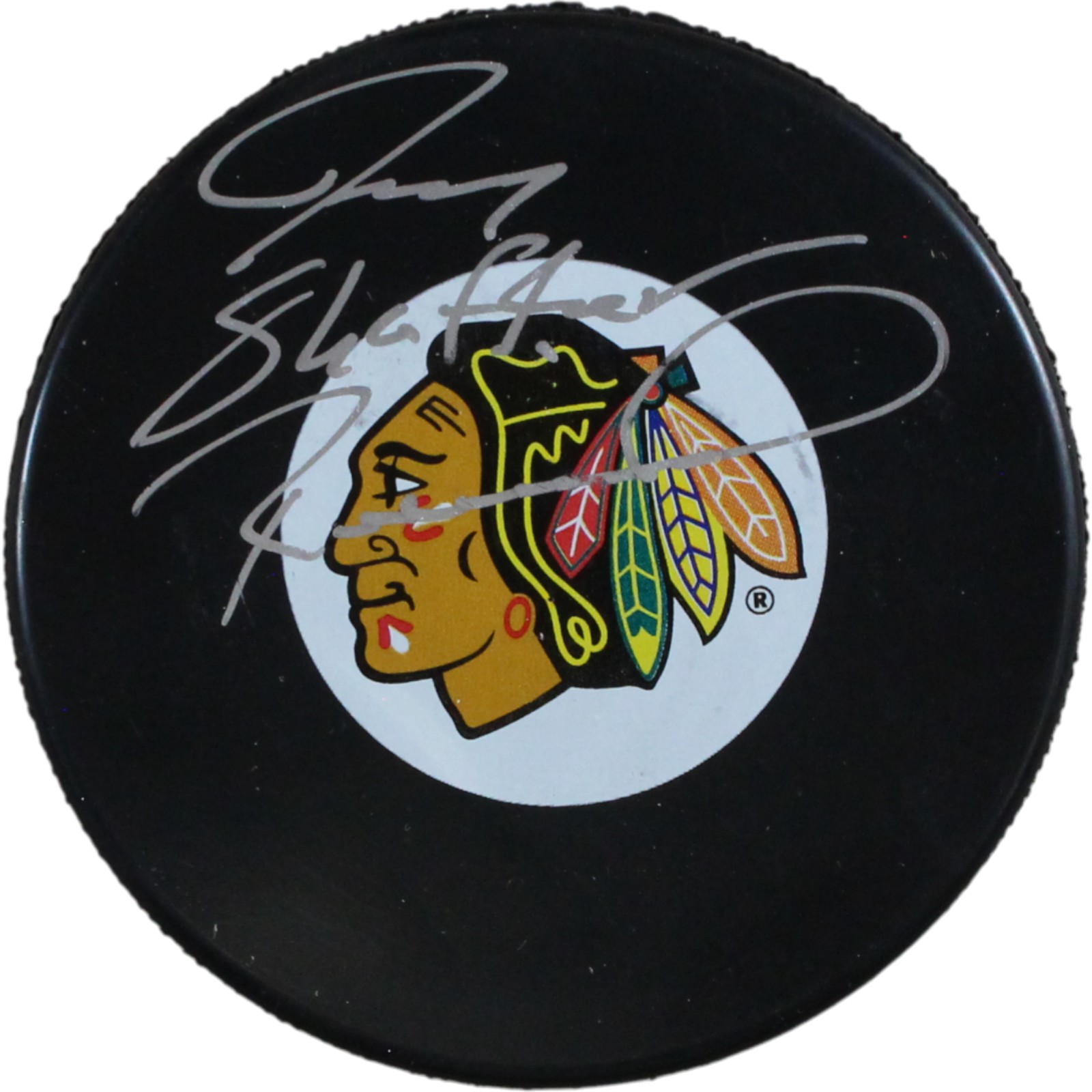 Jeremy Roenick Autographed Chicago Blackhawks Logo Puck Full Name Beckett 53839