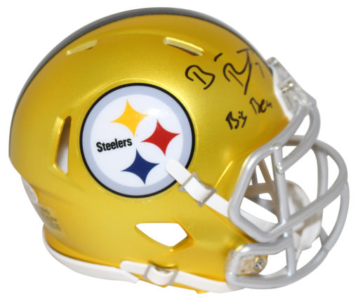Ben Roethlisberger Autographed Pittsburgh Steelers Blaze Mini Helmet FAN 27195