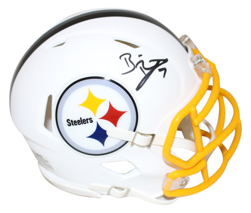 Ben Roethlisberger Signed Pittsburgh Steelers Flat White Mini Helmet FAN 28560