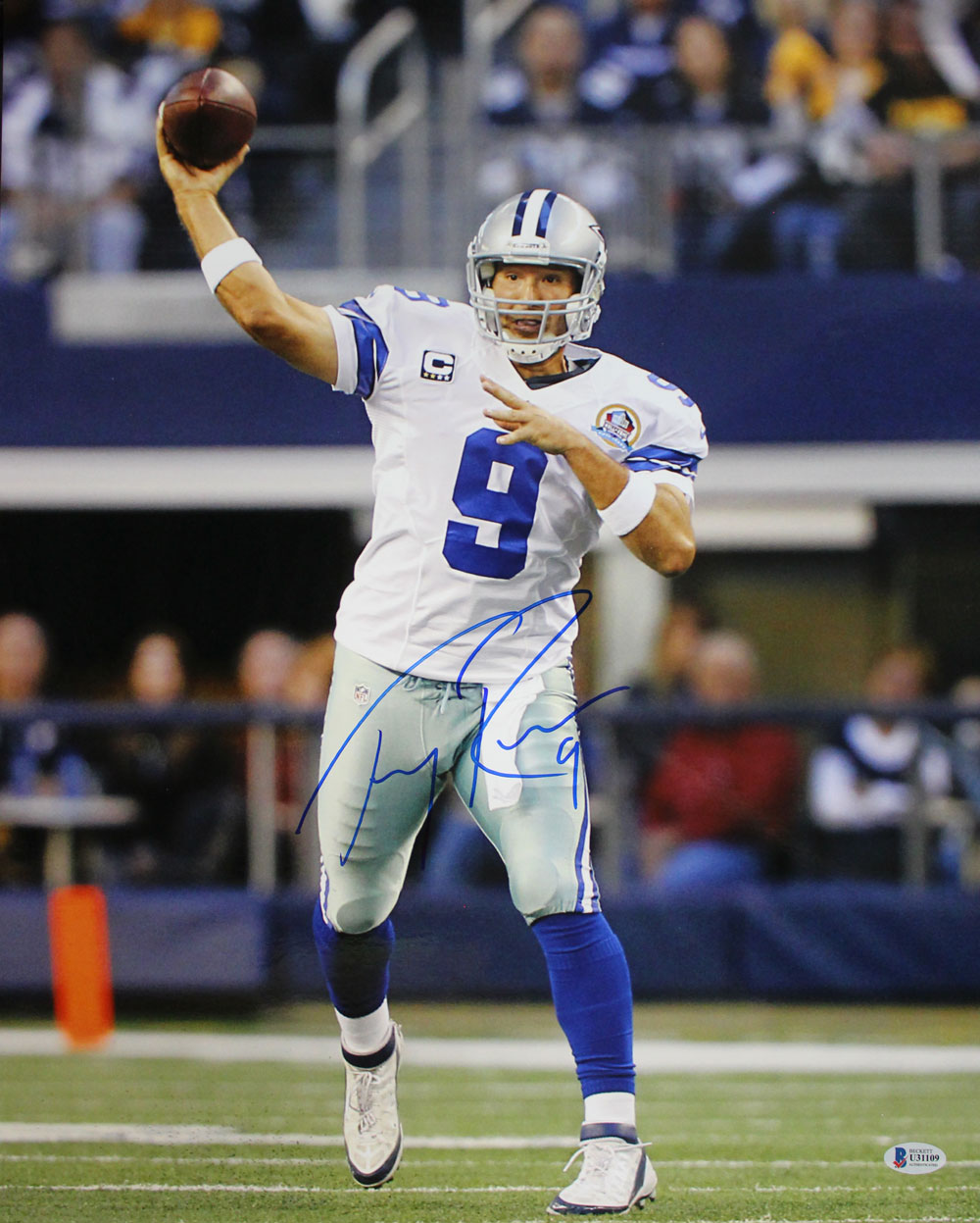 Tony Romo Autographed/Signed Dallas Cowboys 16x20 Photo BAS 29220