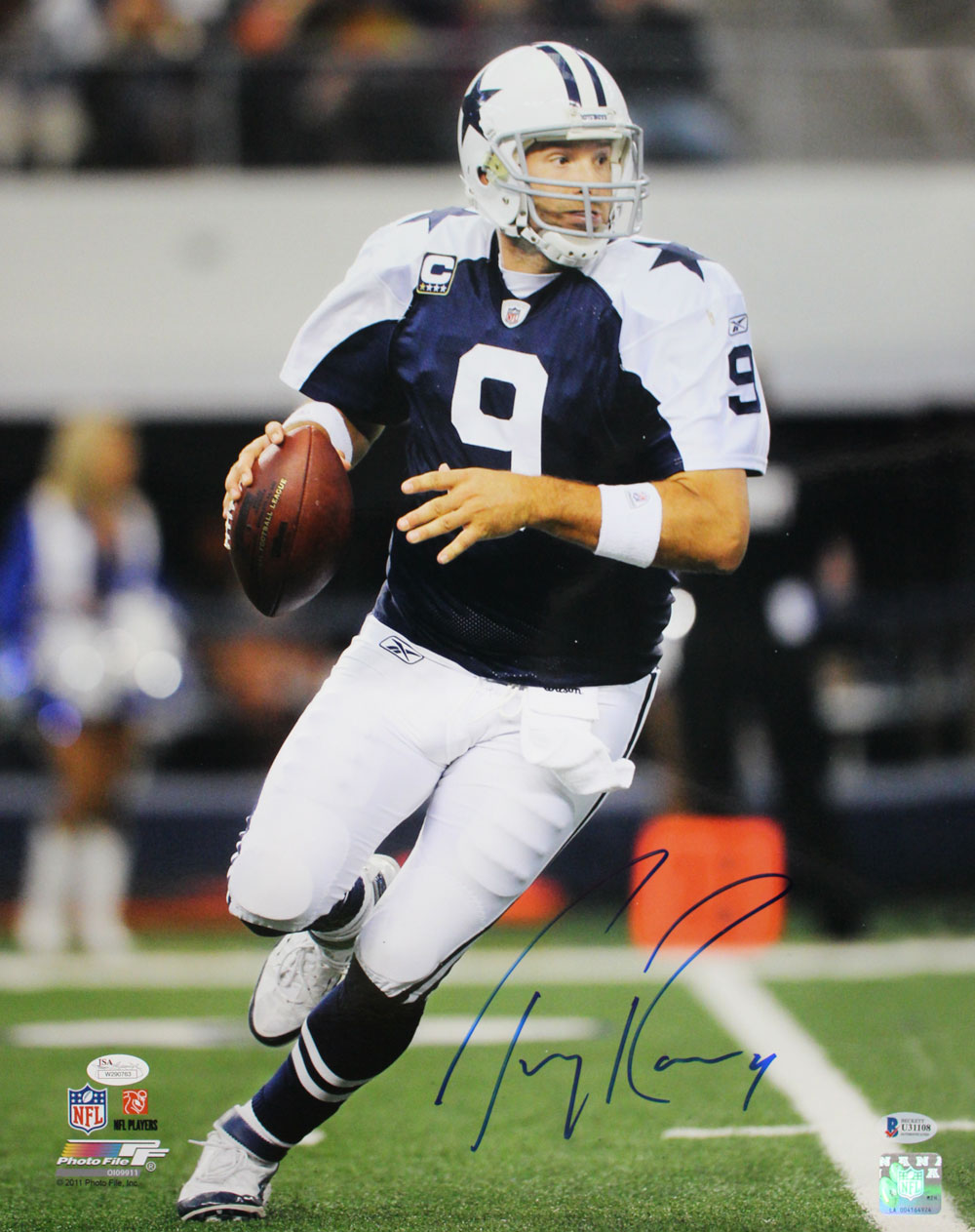 Tony Romo Autographed/Signed Dallas Cowboys 16x20 Photo BAS 29221