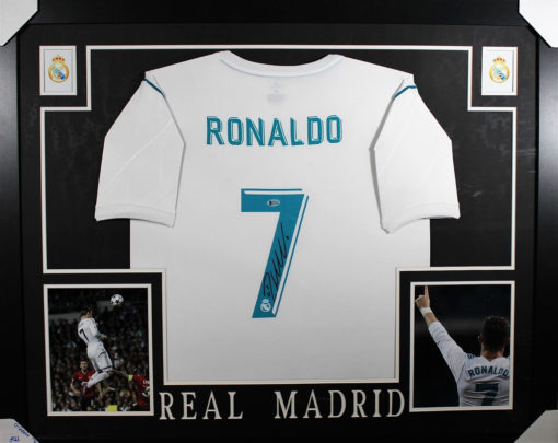 Cristiano Ronaldo Autographed Real Madrid Framed White Jersey BAS 10995