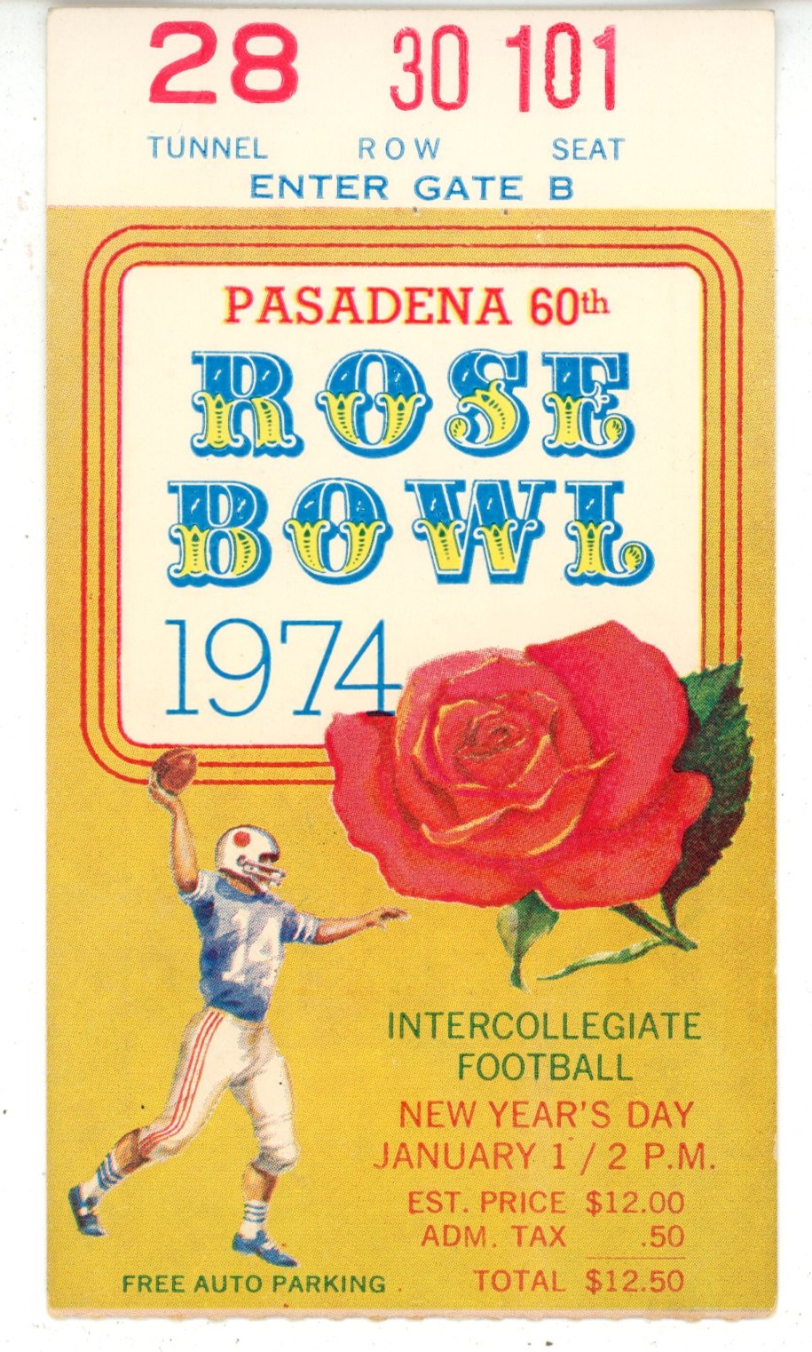 1974 Rose Bowl USC Trojans vs. Ohio State Buckeyes Ticket Stub 56105