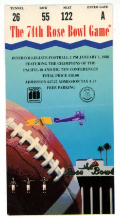 1988 Rose Bowl Michigan State Spartans vs. USC Trojans Ticket Stub 56100