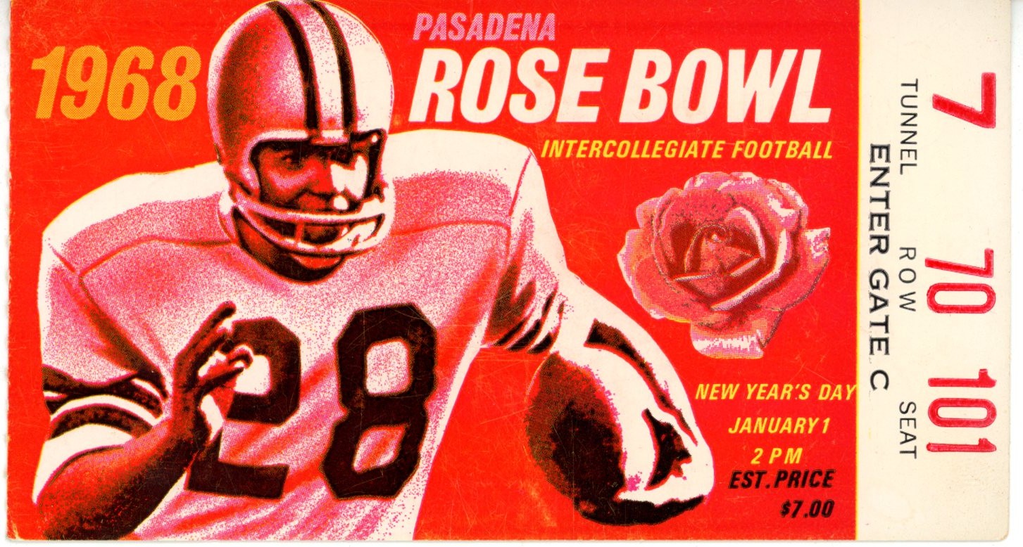 1968 Rose Bowl USC Trojans vs. Indiana Hoosiers Ticket Stub 56099