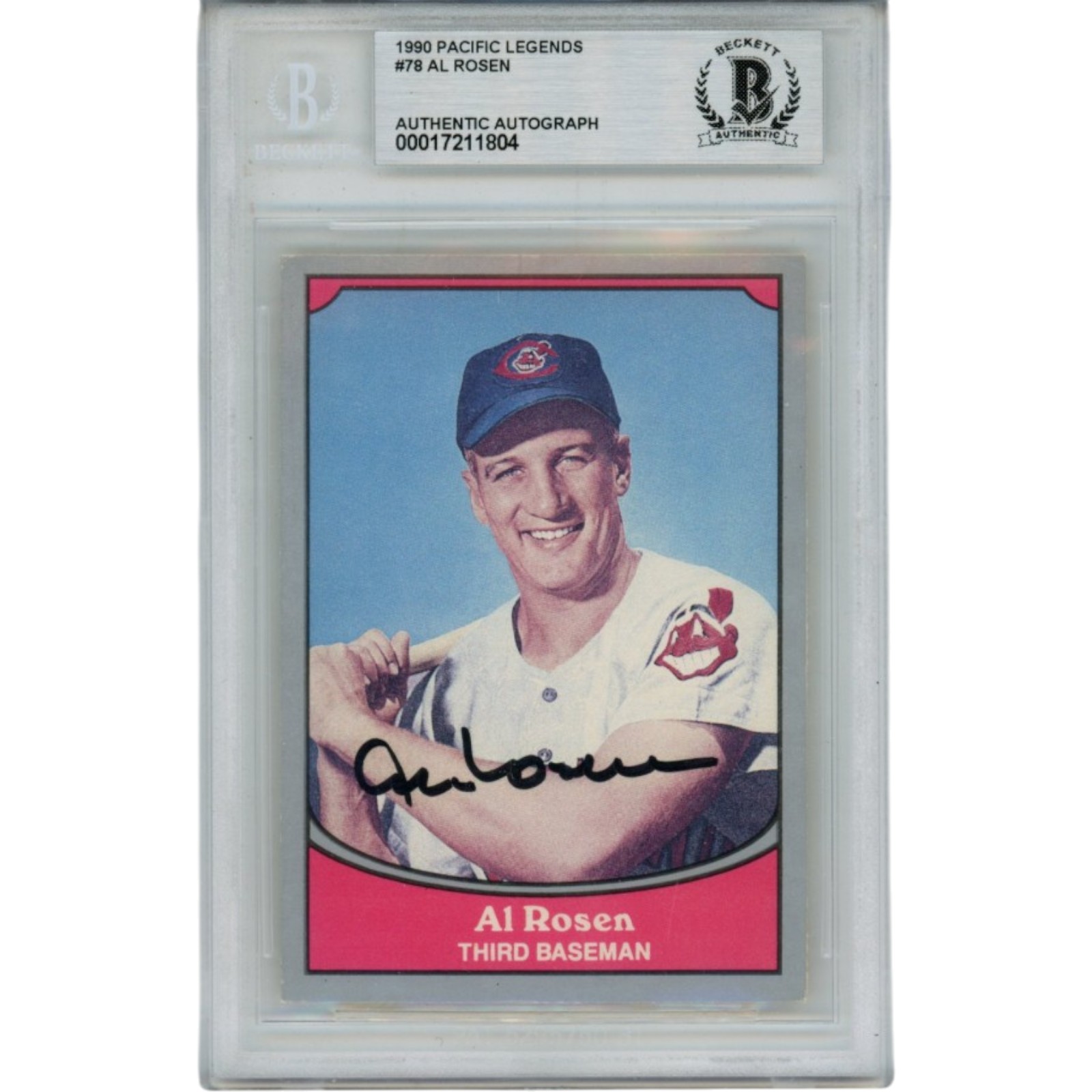 Al Rosen Signed Cleveland Indians 90 Pacific Legends Card Slab Beckett 56113