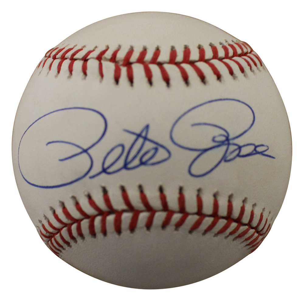 Pete Rose Autographed/Signed Cincinnati Reds National League Baseball BAS 13196