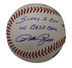 Pete Rose Autographed Cinncinnati Reds OML Baseball Sorry I Bet Beckett