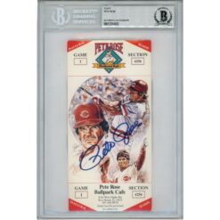 Pete Rose Autographed Cincinnati Reds Inaugural Season Ticket Slab Beckett 56054