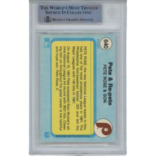 Pete Rose Autographed/Signed 1982 Fleer 640 Trading Card Beckett 47068
