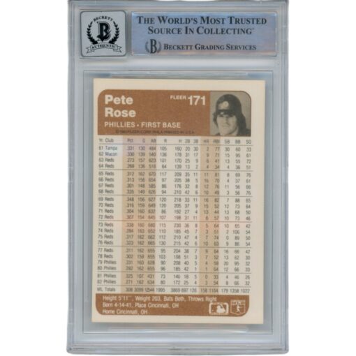 Pete Rose Autographed 1983 Fleer 171 10 Grade Trading Card Beckett 47141