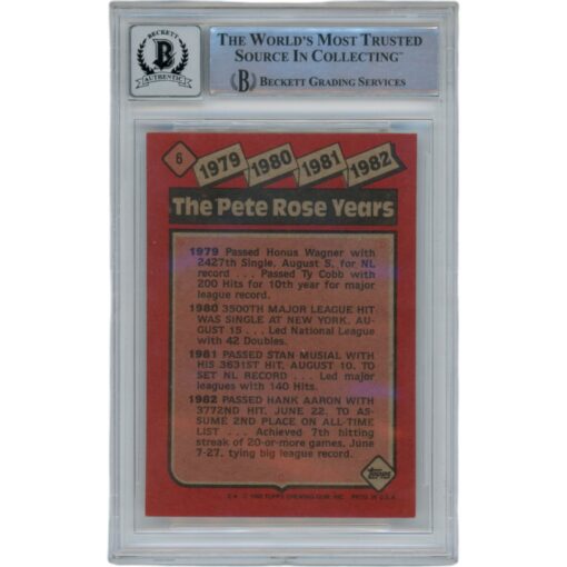 Pete Rose Autographed/Signed 1986 Topps 6 10 Auto Trading Card Beckett 47127