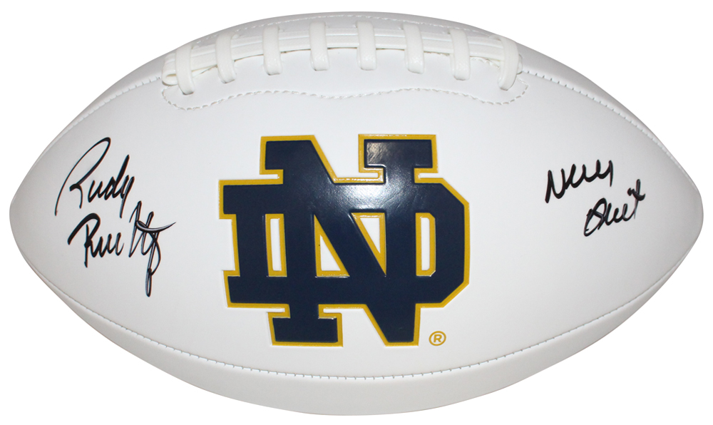 Rudy Ruettiger Autographed/Signed Notre Dame Logo Football Beckett 