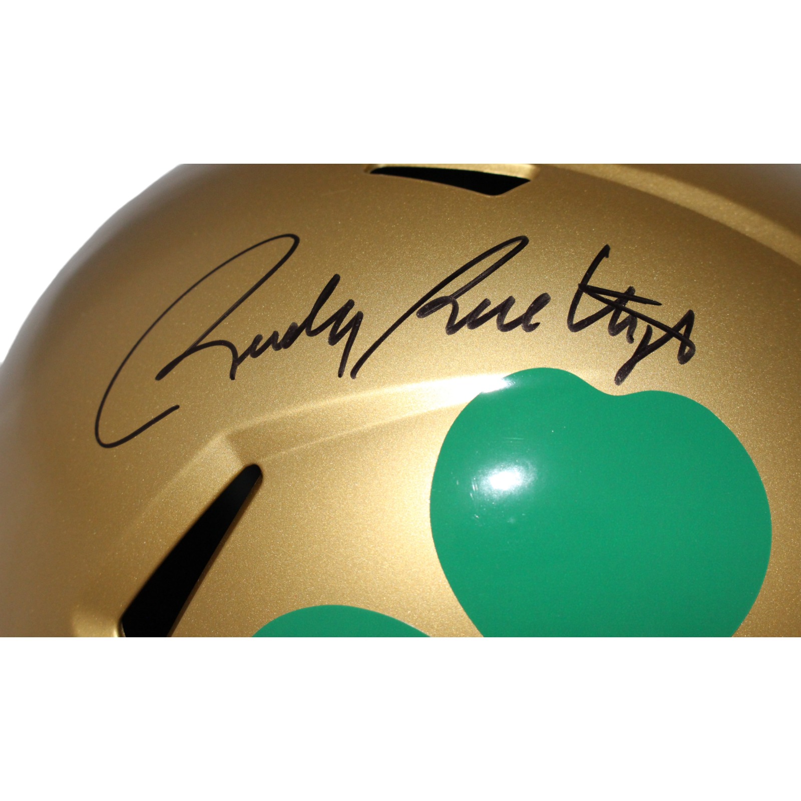 Rudy Ruettiger Signed Notre Dame F/S Spd Gold '16 "Never Quit" Beckett