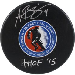 Angela Ruggiero Autographed/Signed Hockey Hall of Fame Logo Puck HOF JSA 53970