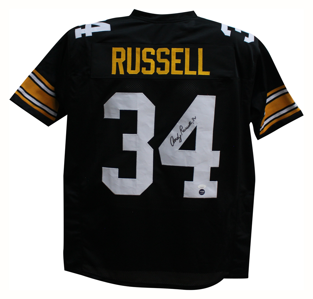 Andy Russell Autographed/Signed Pro Style Black XL Jersey JSA