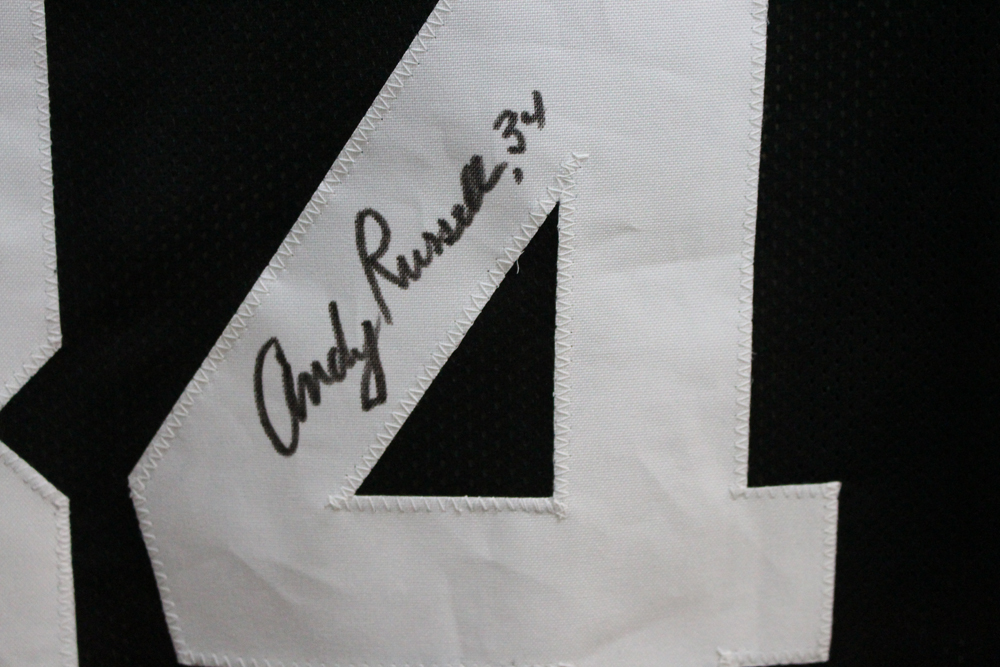 Andy Russell Autographed/Signed Pro Style Black XL Jersey JSA