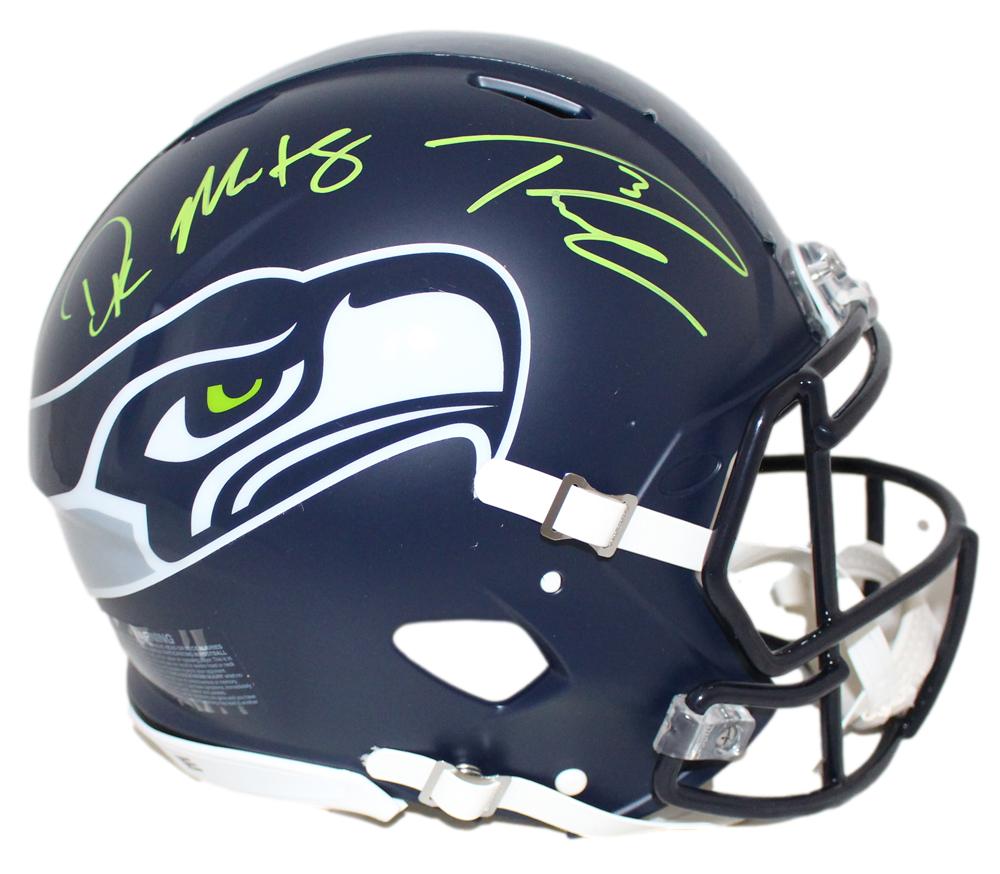 Russell Wilson & DK Metcalf Signed Seattle Seahawks Authentic Helmet BAS 32111
