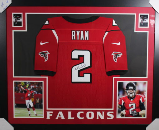Matt Ryan Autographed/Signed Atlanta Falcons Framed Nike XL Red Jersey JSA 10856