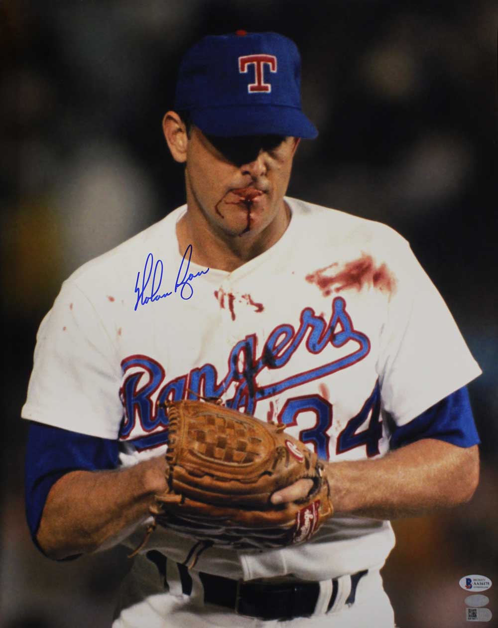 Nolan Ryan Autographed/Signed Texas Rangers 16x20 Photo BAS 31259