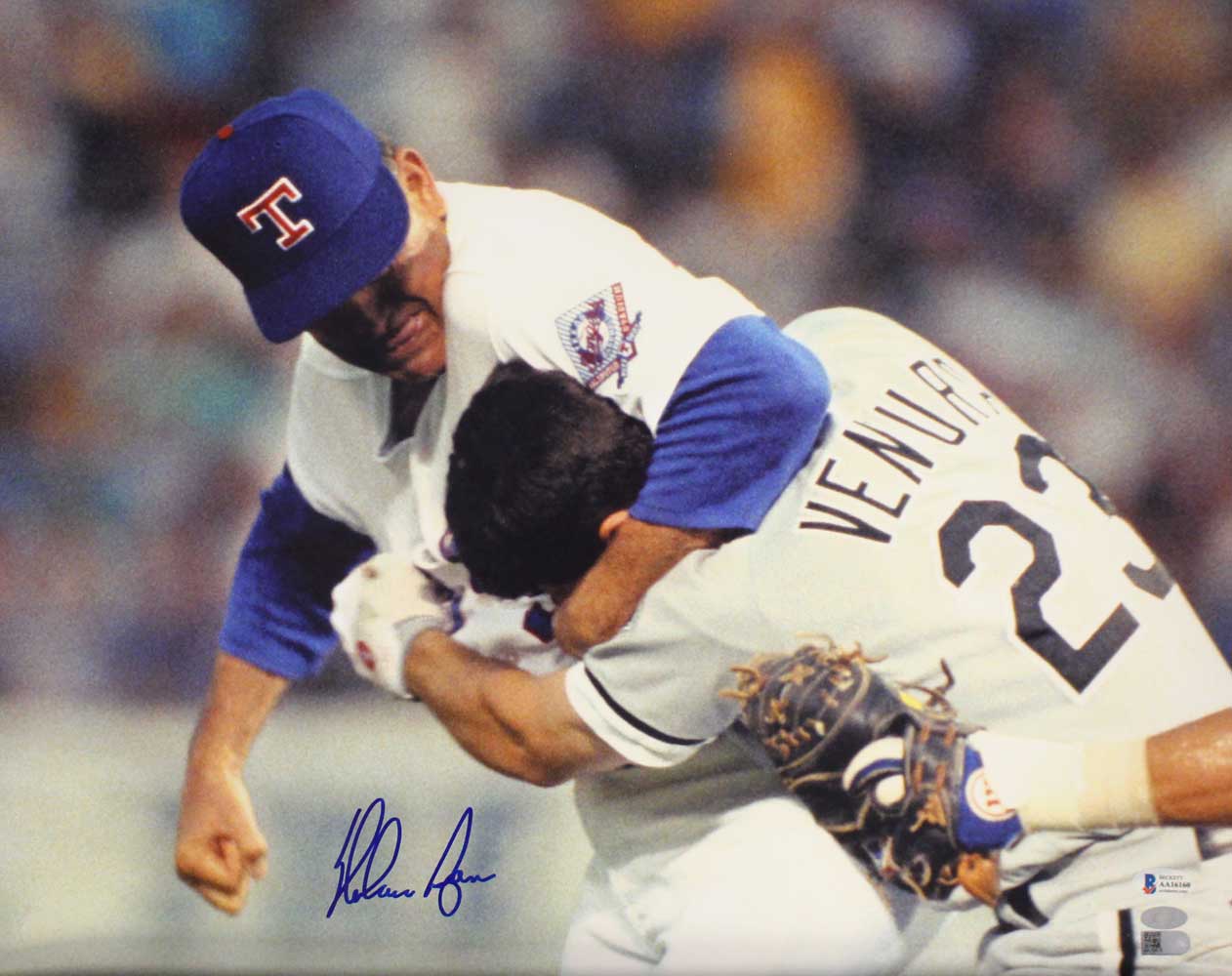 Nolan Ryan Autographed/Signed Texas Rangers 16x20 Photo BAS 31260