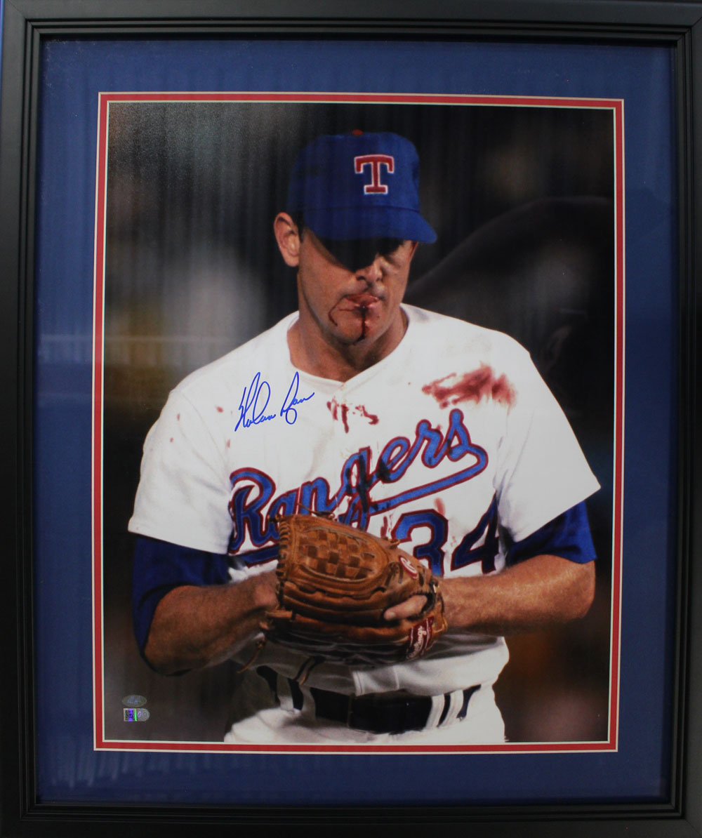 Nolan Ryan Autographed/Signed Texas Rangers Framed 16x20 Photo 26851