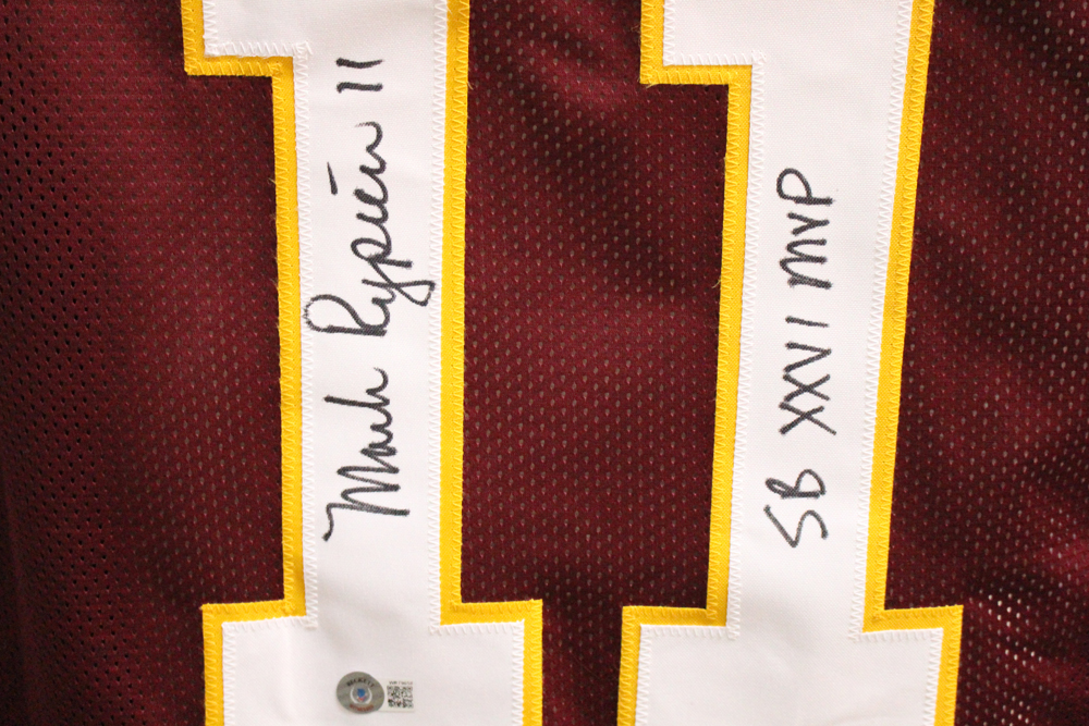 Mark Rypien Autographed/Signed Pro Style Red XL Jersey SB MVP Beckett