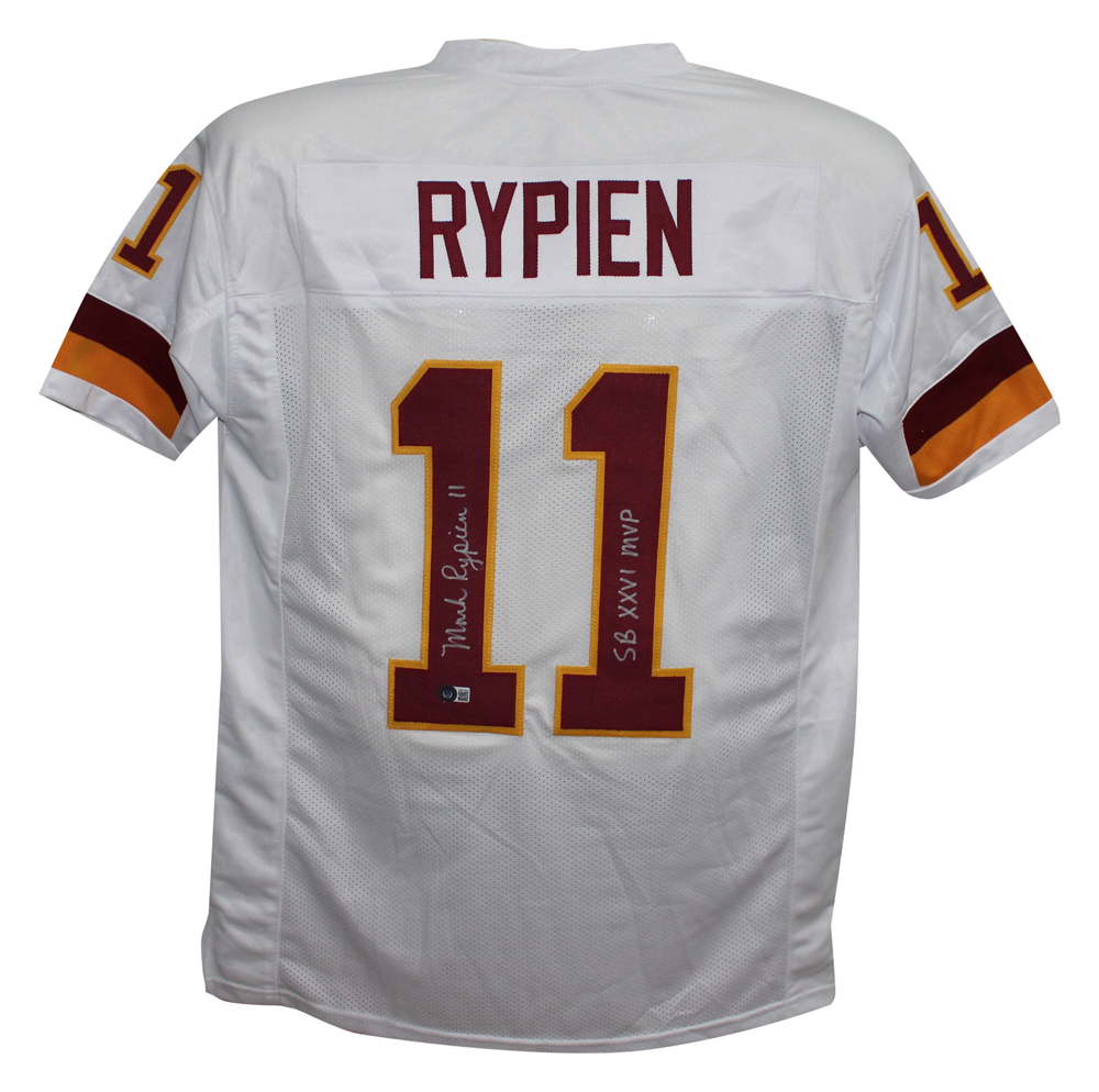 Mark Rypien Autographed/Signed Pro Style White XL Jersey SB MVP Beckett