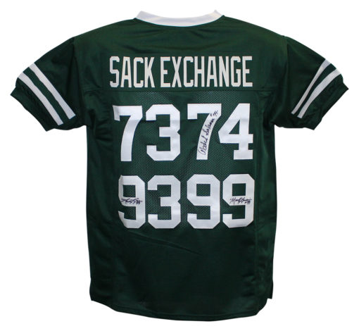 Sack Exchange Autographed/Signed New York Jets Green XL Jersey 3 Sigs 11982
