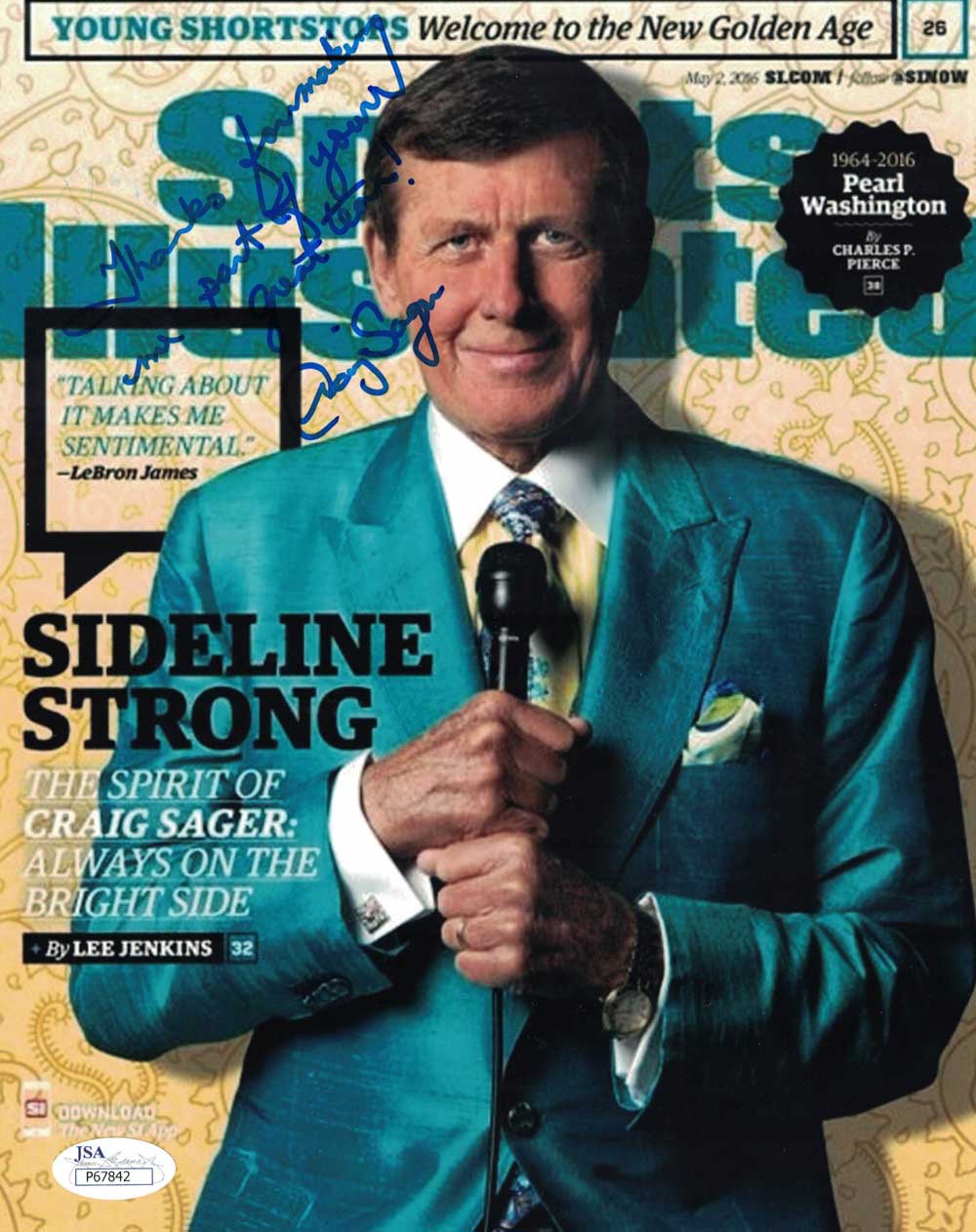 Craig Sager Autographed/Signed Sports Illustrated 8x10 Photo JSA 30295