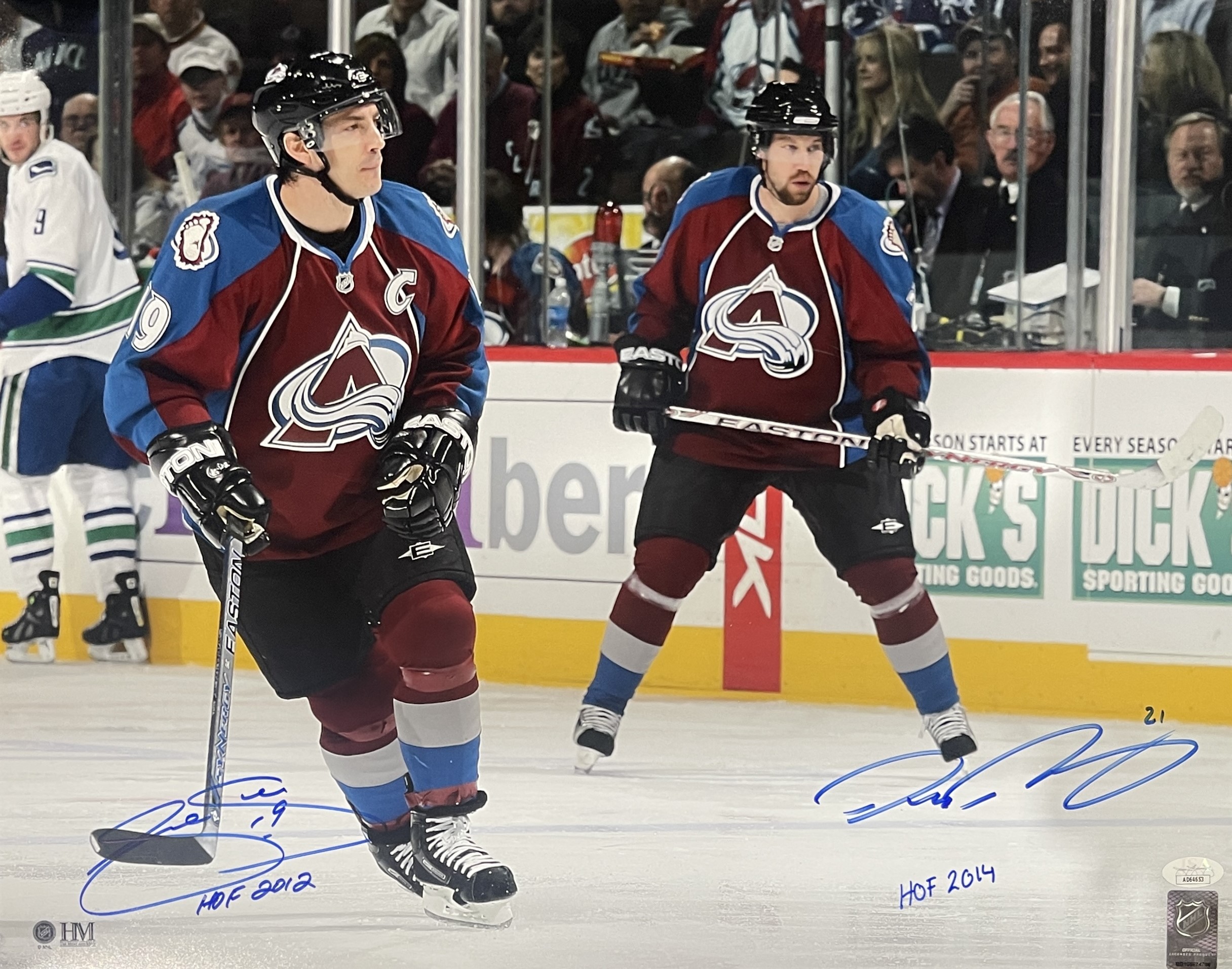 Joe Sakic Peter Forsberg Signed Colorado Avalanche 16x20 Photo HOF BAS