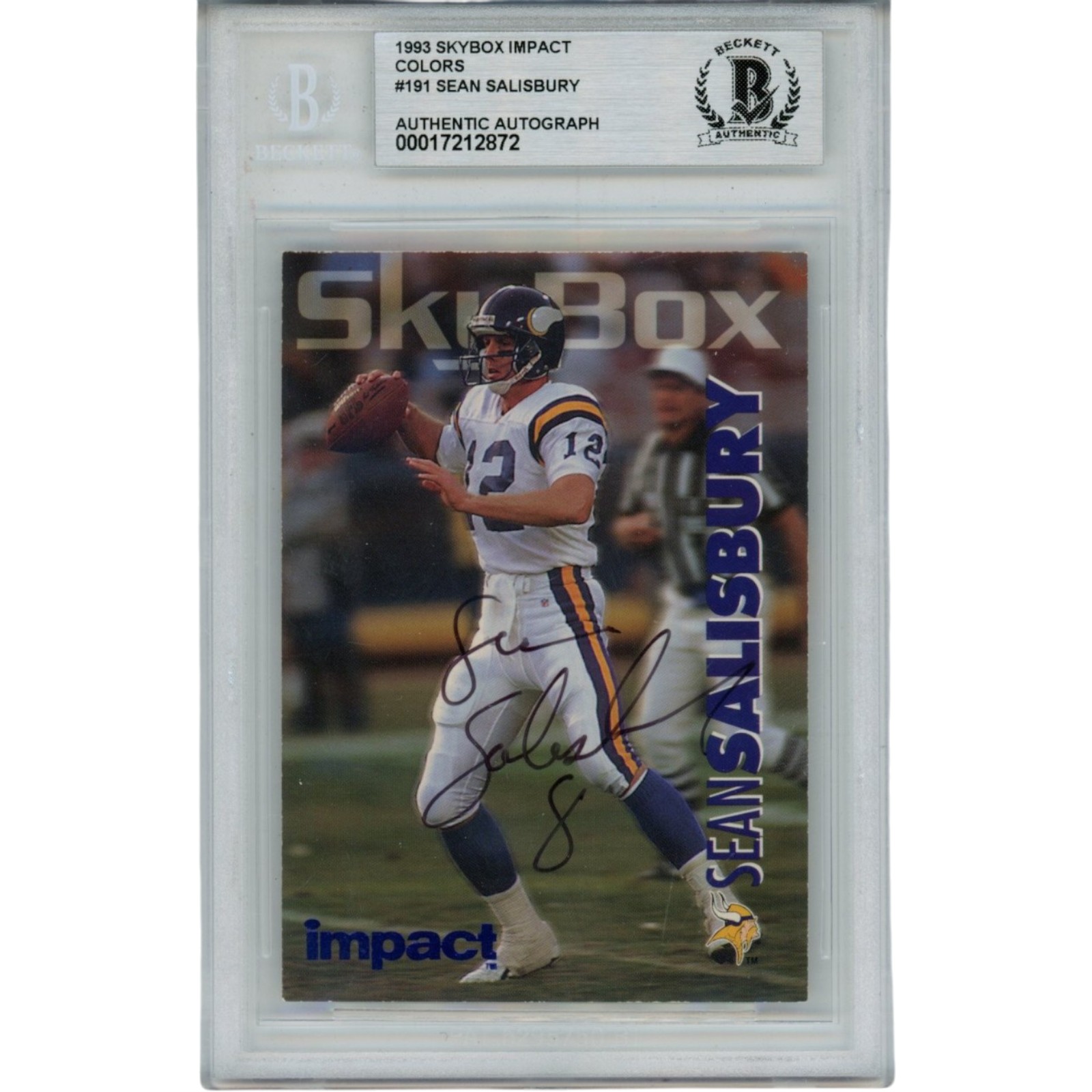Sean Salisbury Autographed Minnesota Vikings 93 Skybox Card Slab Beckett 56124