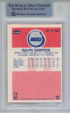 Ralph Sampson Signed 1986-87 Fleer #97 Rookie Card Beckett Slab
