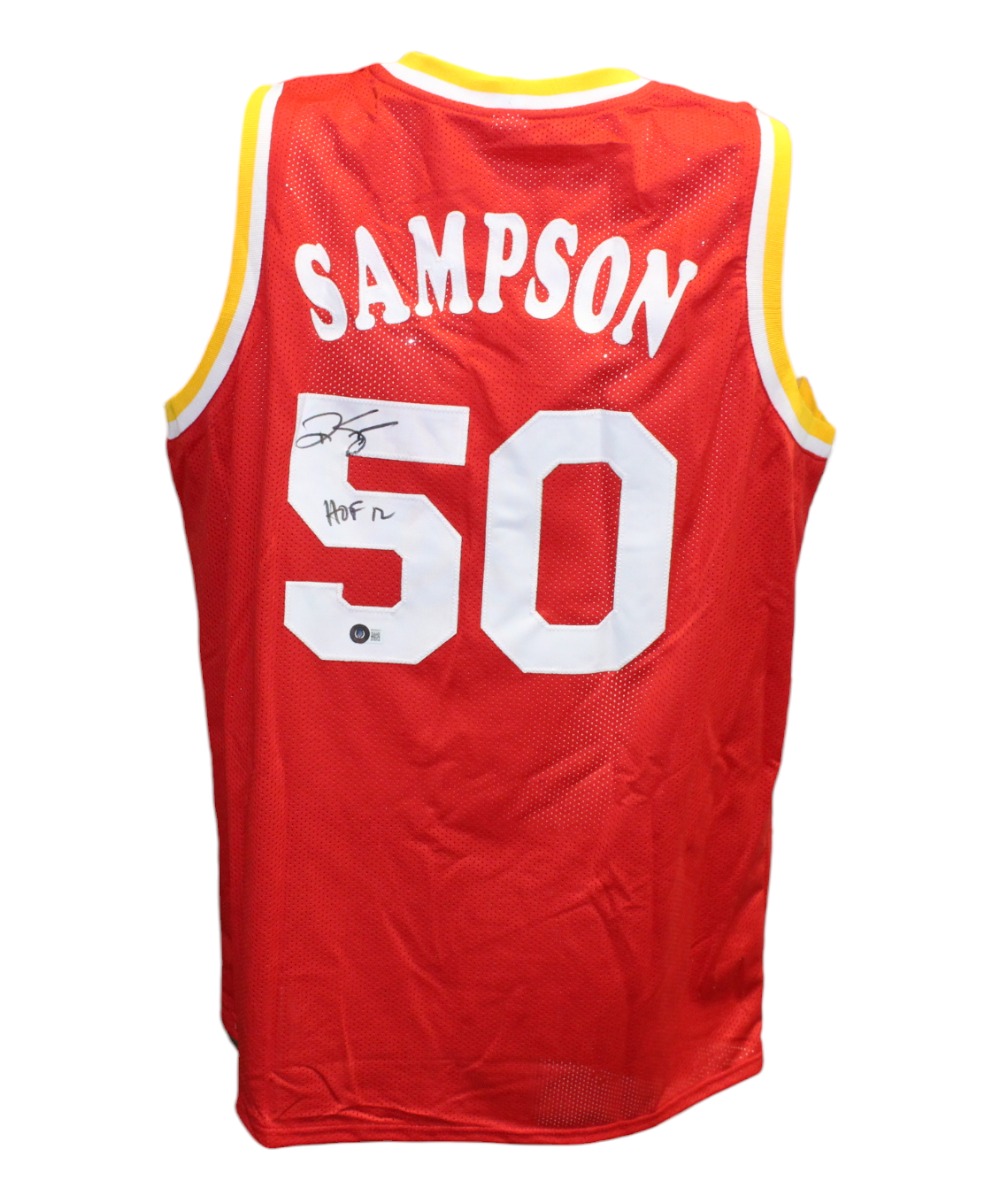 Ralph Sampson Autographed/Signed Pro Style HOF Red Jersey Beckett 