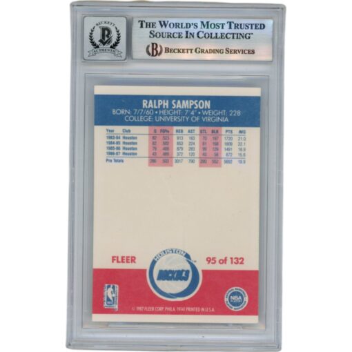 Ralph Sampson Autographed 1987 Fleer #97 Slabbed Trading Card Beckett 50344