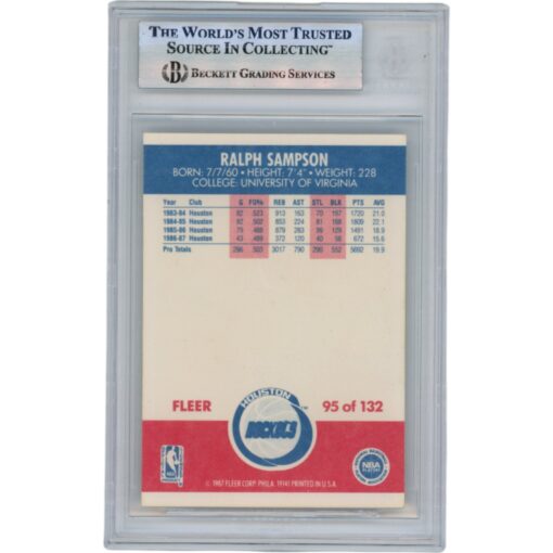 Ralph Sampson Autographed 1987 Fleer #97 Slabbed Trading Card Beckett 50642