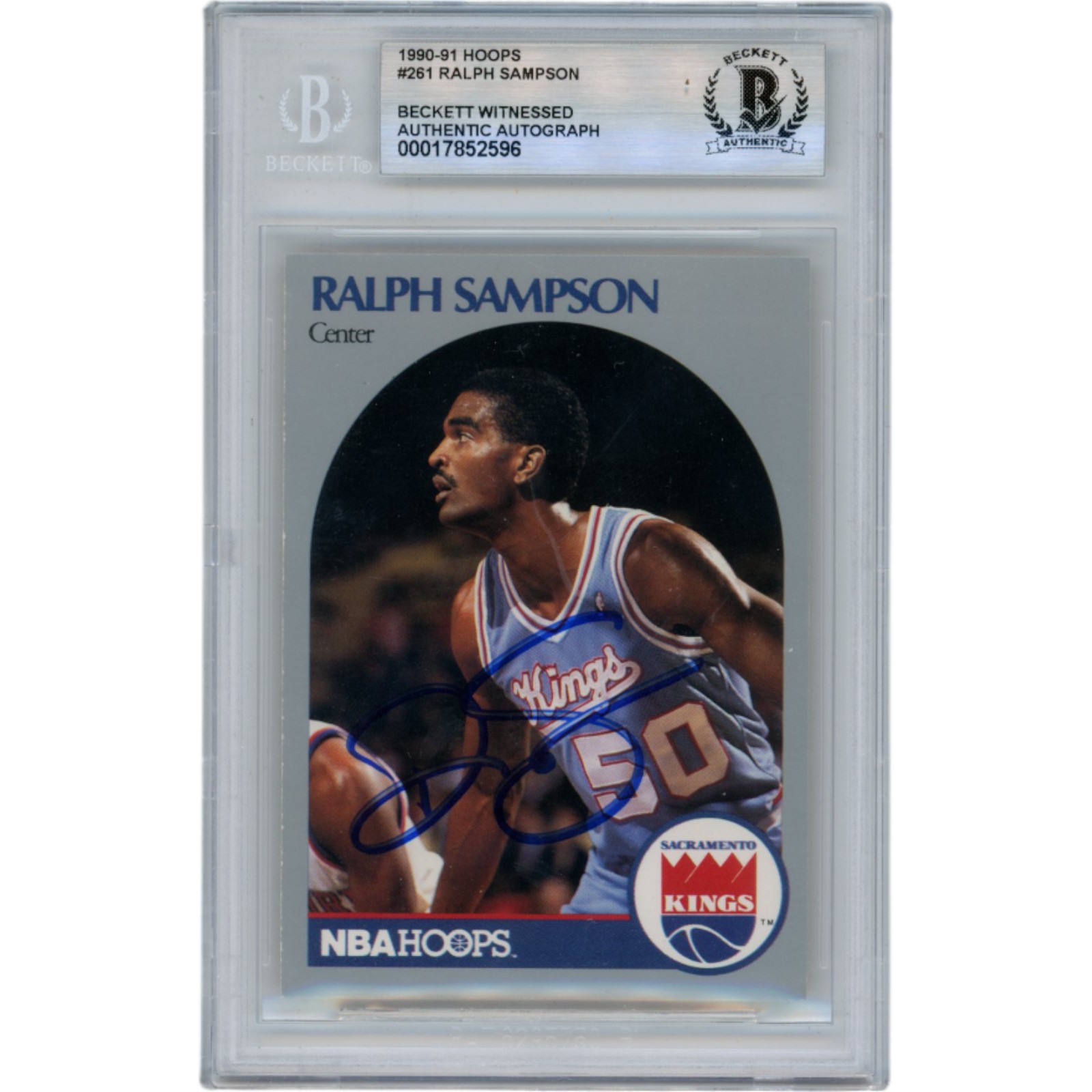 Ralph Sampson Autographed 1990 Hoops #261 Slabbed Trading Card Beckett 50671